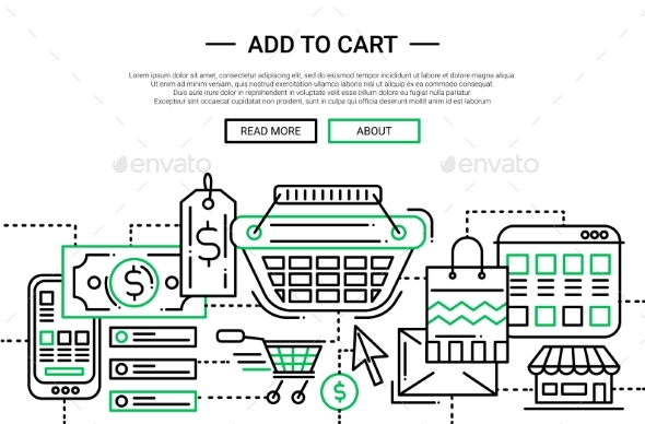 Add To Cart - Line Design Website Banner Temlate - Retail Commercial / Shopping