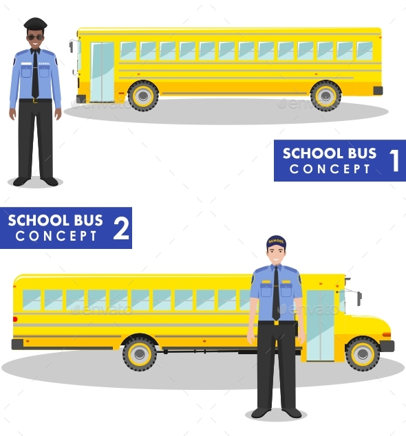 School Bus Concept. - People Characters