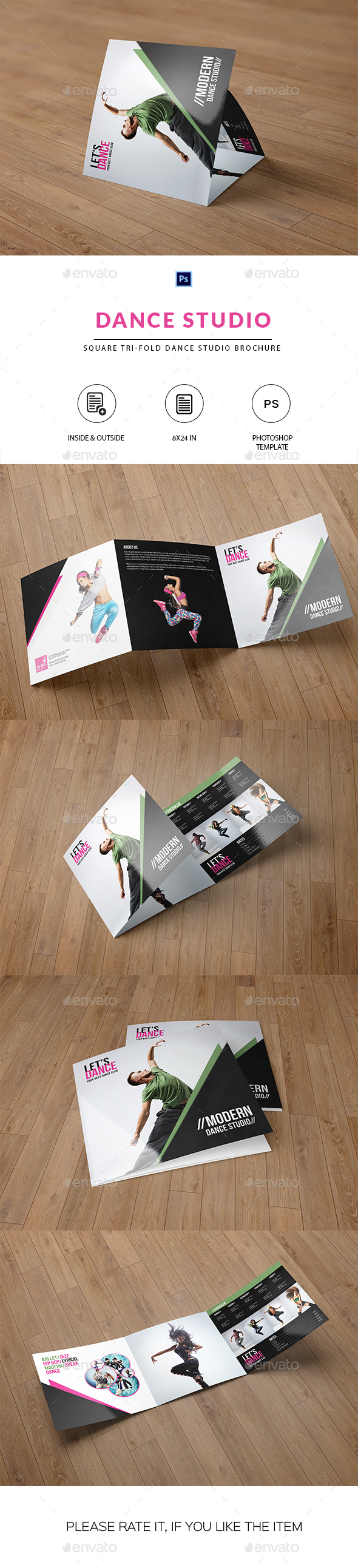 Square Trifold Brochure for Dance Studio - Corporate Brochures