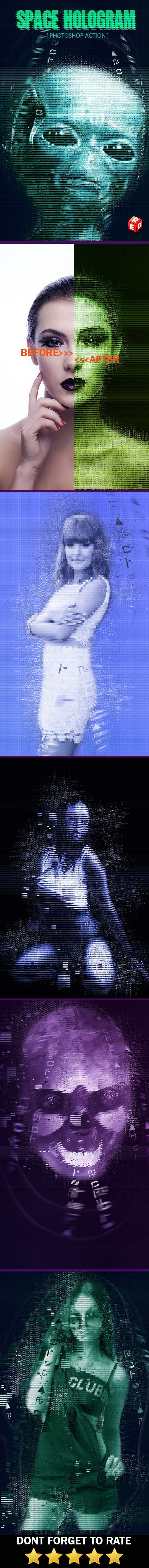 Space Hologram Photoshop Action - Actions Photoshop