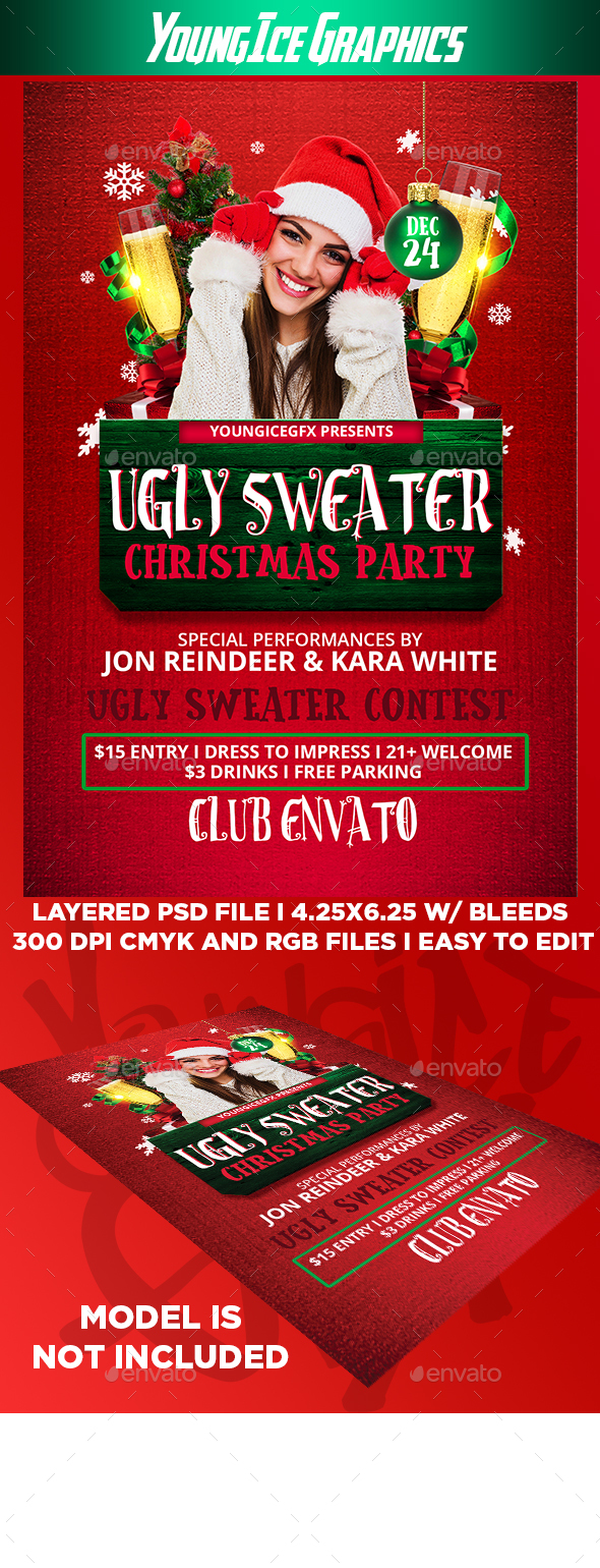 Ugly Sweater Party Flyer Template - Clubs & Parties Events