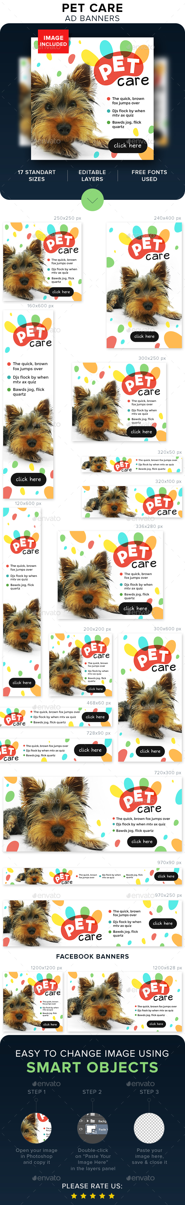 Pet Care Banners - Banners & Ads Web Elements