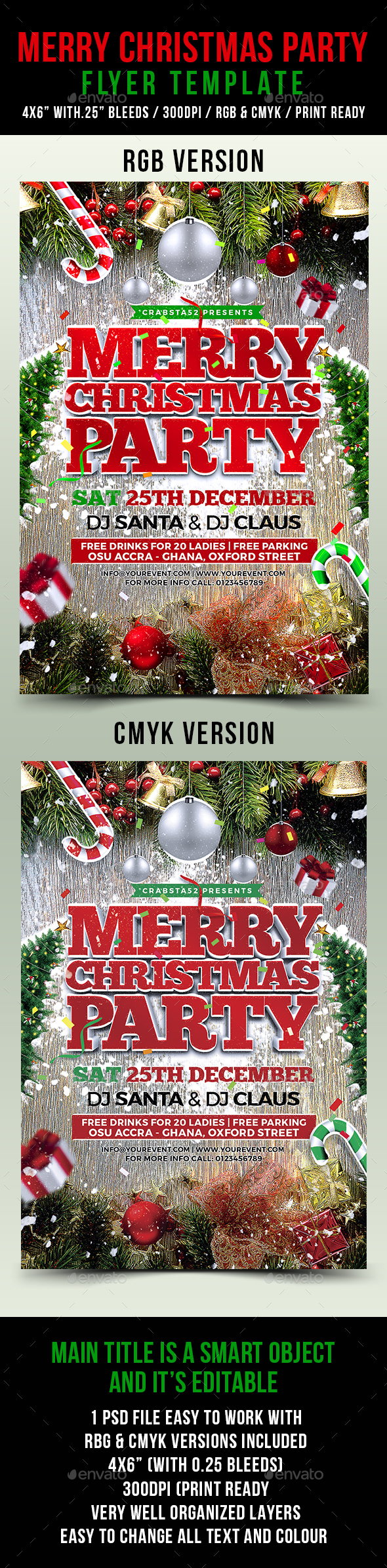 Merry Christmas Party Flyer Template - Flyers Print Templates