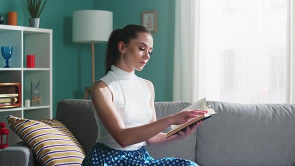 Intelligent Woman Is Reading Book