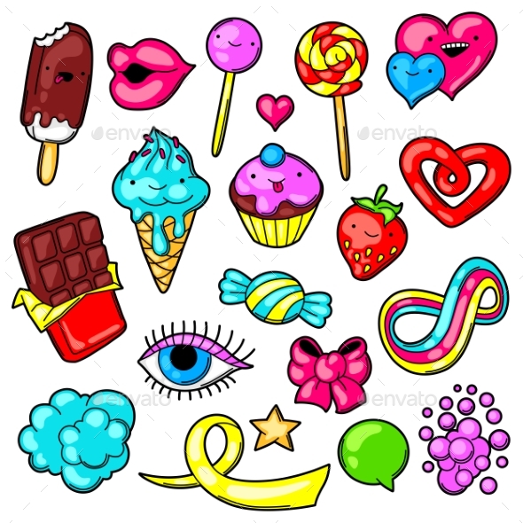 Set of Kawaii Sweets and Candies - Miscellaneous Characters