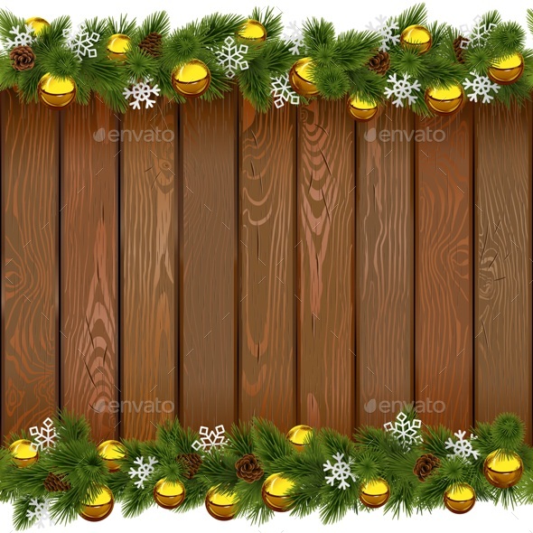 Vector Seamless Christmas Board with Golden Balls - Christmas Seasons/Holidays