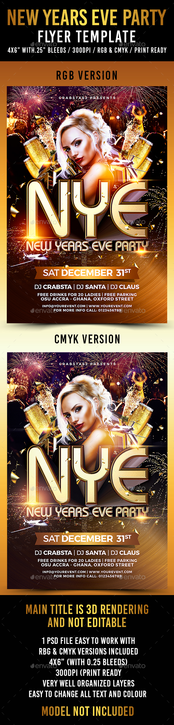 New Years Eve Party Flyer Template - Flyers Print Templates