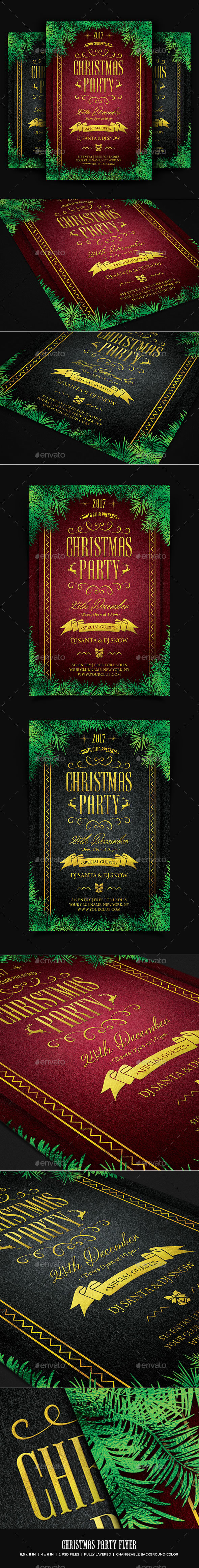Golden Christmas Party Flyer - Holidays Events