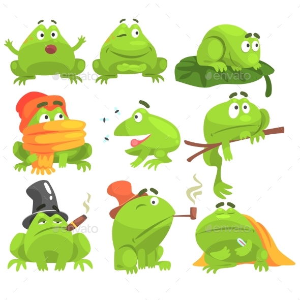 Green Frog Character Set - Animals Characters