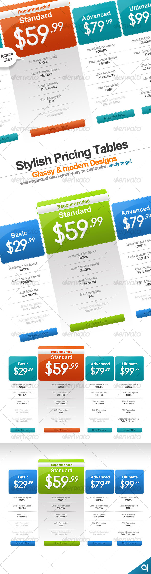 Stylish 2 pricing table designs - Web Elements