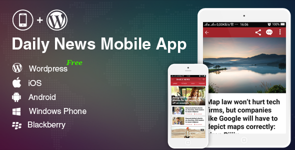 Mobile Application for Wordpress Blog, News Website - Wordpress Mobile App - CodeCanyon Item for Sale