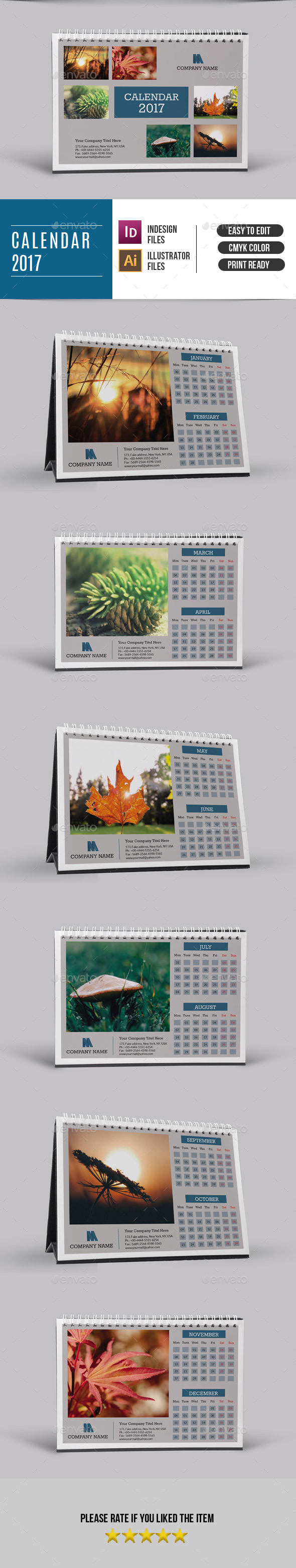Desk Calendar Template for 2017 | Updated - Calendars Stationery