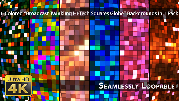 Broadcast Twinkling Hi-Tech Squares Globe - Pack 01