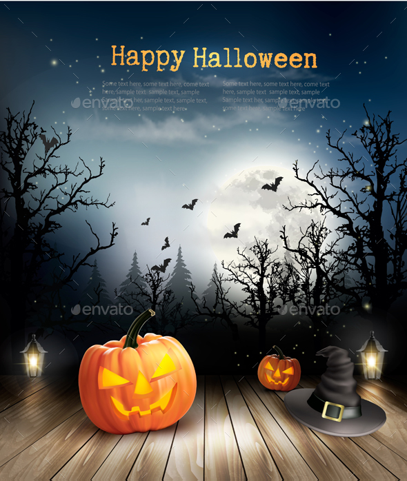 Halloween Spooky Background Vector - Halloween Seasons/Holidays
