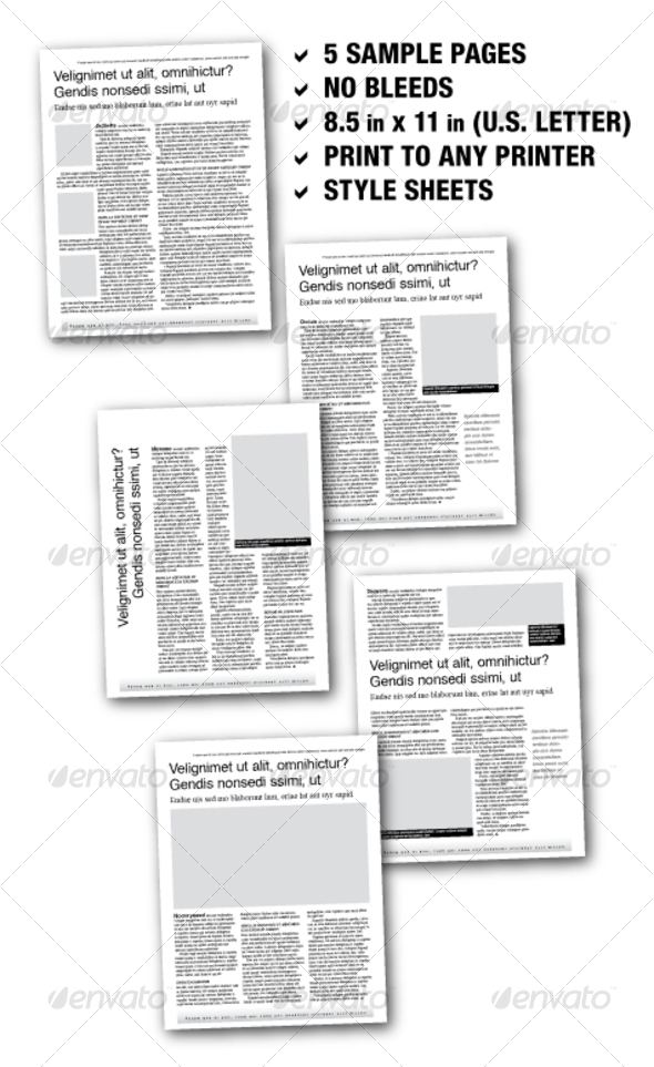 U.S. Letter Editorial Samplers 02 (5 pages) - Newsletters Print Templates