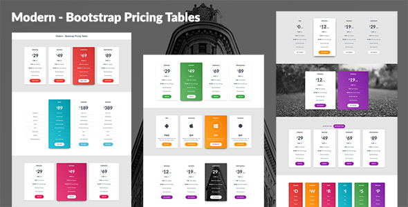 Modern - Bootstrap Pricing Tables - CodeCanyon Item for Sale