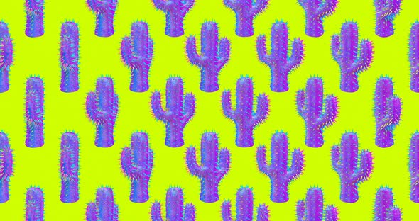 Minimal motion 3d art. Creative cactus seamless animation pattern