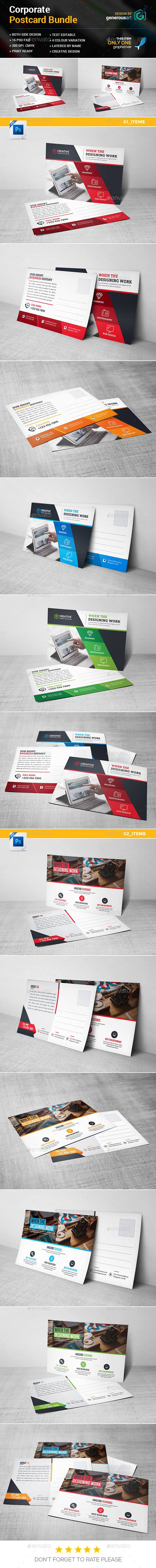 Postcard Bundle 2 in 1 - Cards & Invites Print Templates