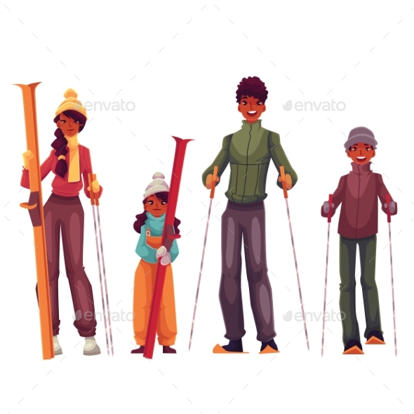 African Family Portrait, Father, Mother, Daughter - People Characters