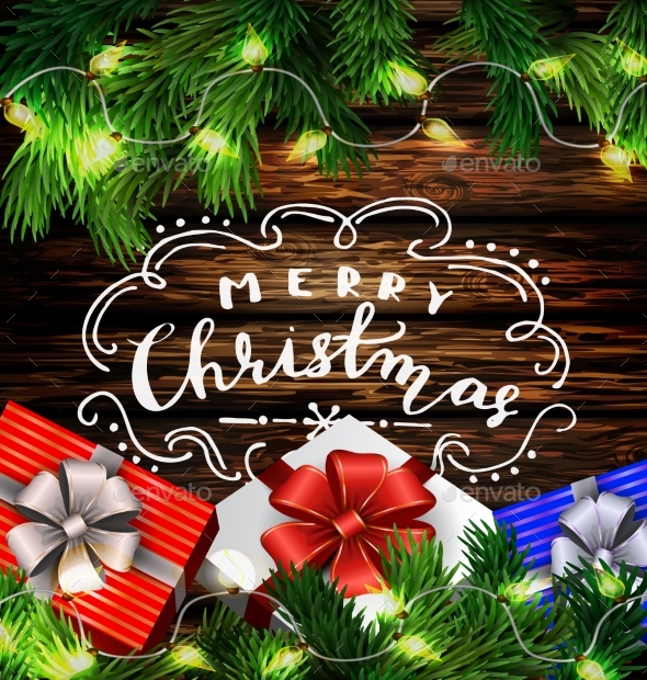 Christmas New Year Design Wooden Background - Christmas Seasons/Holidays