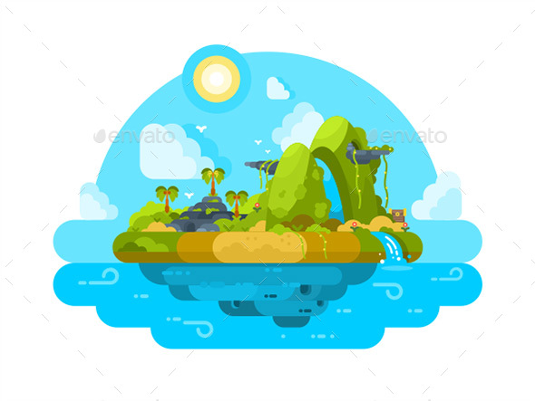 Uninhabited Island In Ocean - Miscellaneous Vectors
