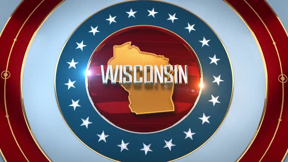 Wisconsin United States of America State Map with Flag 4K