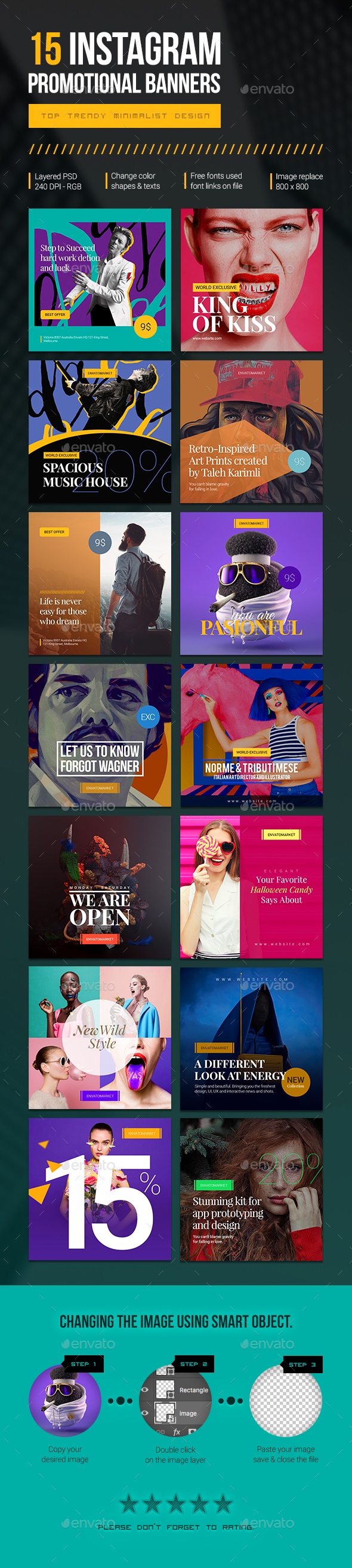 15 Instagram Promotional Banners - Social Media Web Elements
