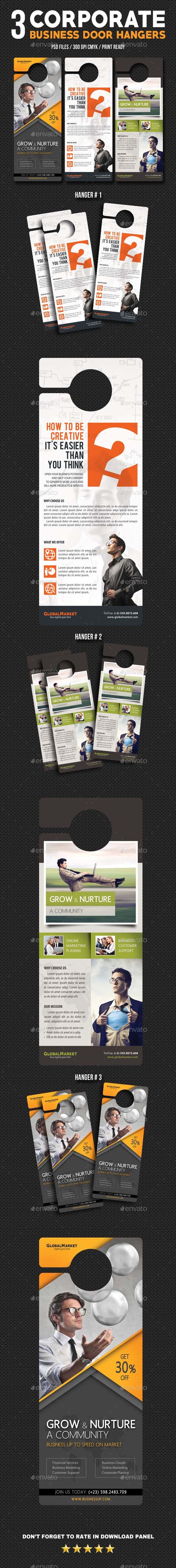 3 Corporate Business Door Hanger Bundle 06 - Miscellaneous Print Templates