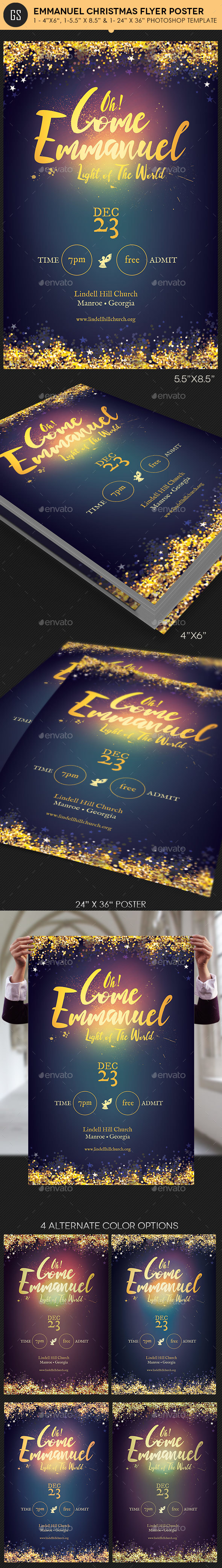 Emmanuel Christmas Cantata Flyer Poster Template - Church Flyers