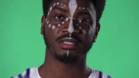 Portrait Young African American Man Looking at Camera Reporting and Telling Lot of Interesting alt