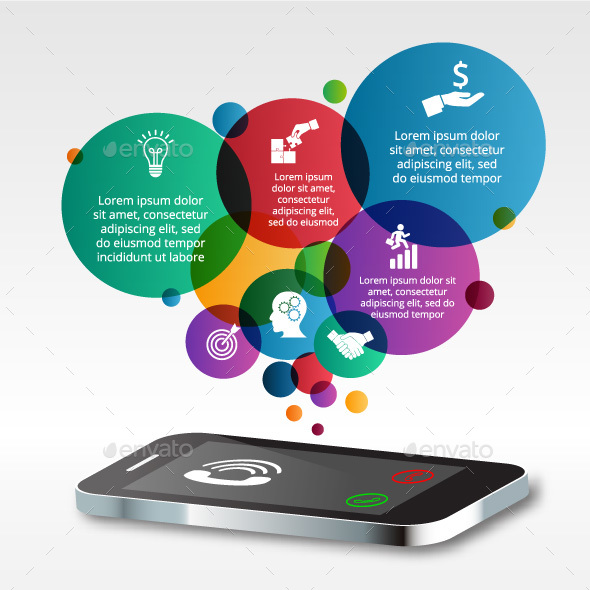 Vector isometric mobile phone with incoming call. - Infographics