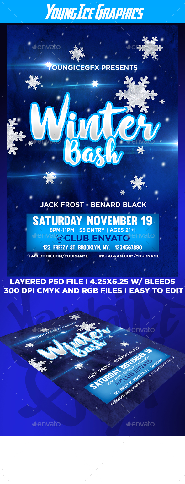 Winter Bash Flyer Template - Clubs & Parties Events