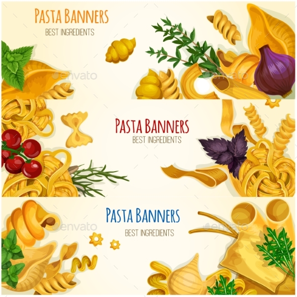 Pasta Banners with Cooking Ingredients - Food Objects