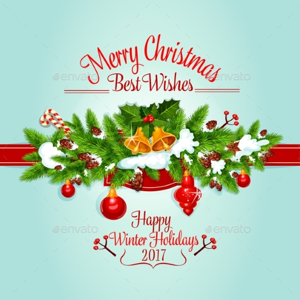 Christmas Tree Garland Holiday Poster Design - Christmas Seasons/Holidays