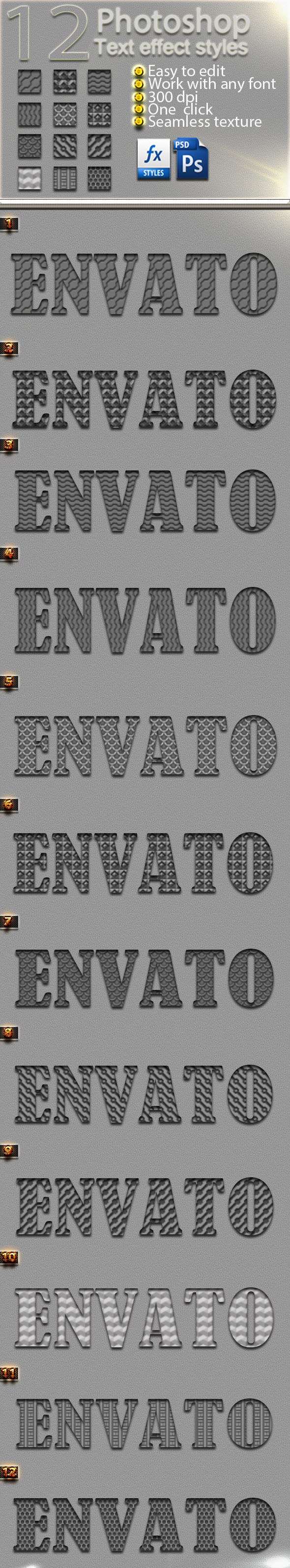 12 Photoshop Carbon Text Effect Styles Vol 31 - Text Effects Styles