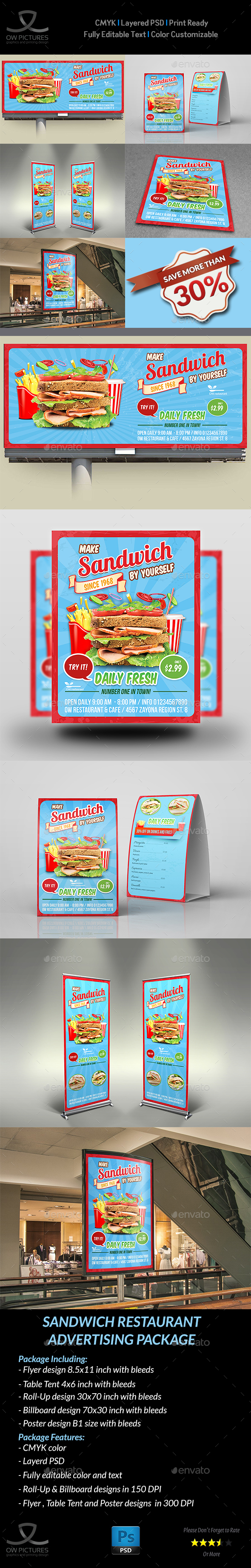 Sandwich Restaurant Advertising Bundle