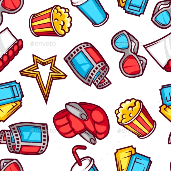 Seamless Pattern Of 3d Movie Elements And Cinema - Media Technology