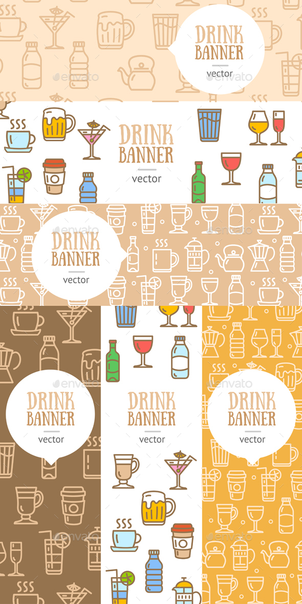 Drink Banner Flyer Set. Vector - Business Conceptual