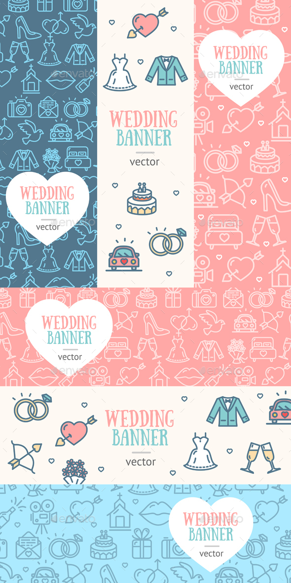 Wedding Banner Flyer Set. Vector - Weddings Seasons/Holidays