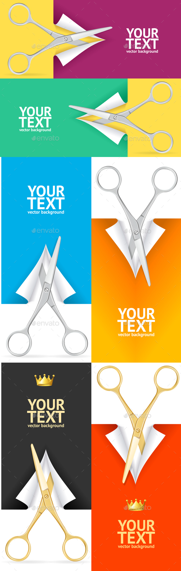 Scissor Banner Set. Vector - Business Conceptual