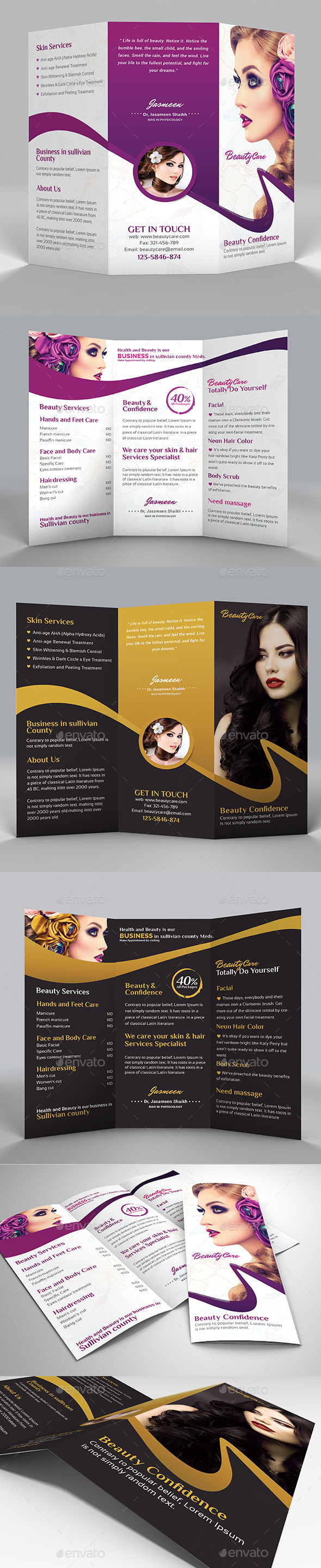 Beauty Salon Trifold Brochure - Informational Brochures