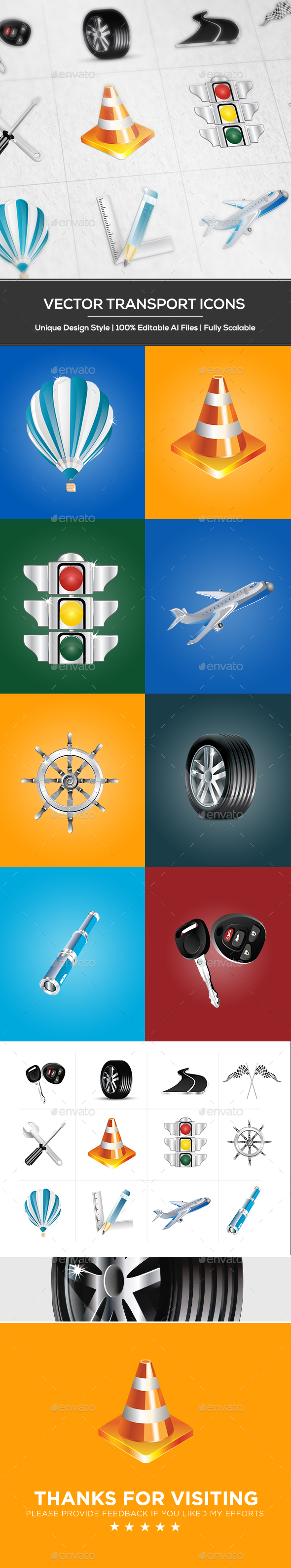 Transport Icons Set - Travel Conceptual
