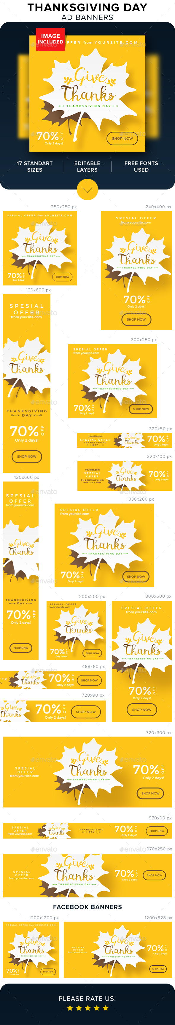 Thanksgiving Banners - Banners & Ads Web Elements