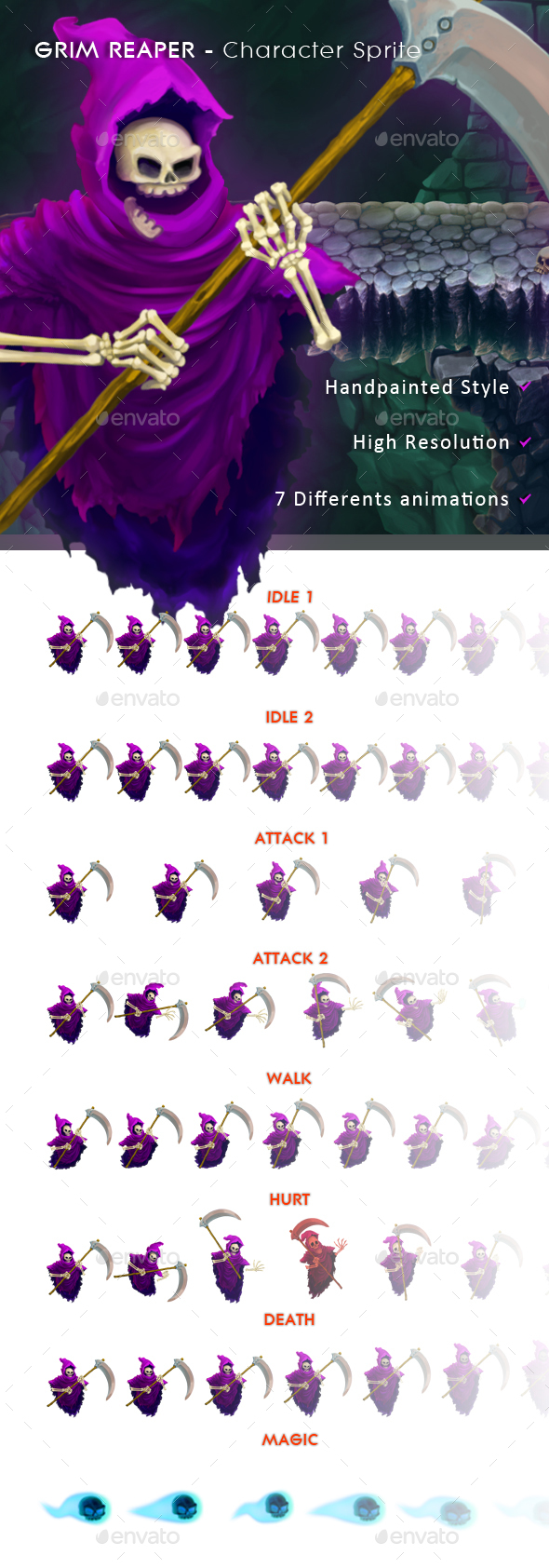 Grim Reaper - Character Sprite - Sprites Game Assets