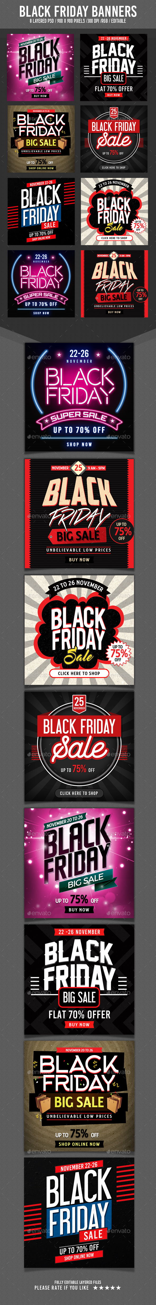 Black Friday Banners - Banners & Ads Web Elements
