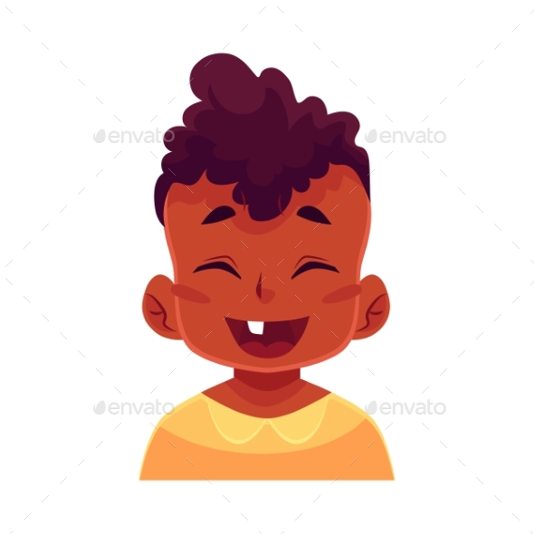 Little Boy Face, Laughing Facial Expression - People Characters
