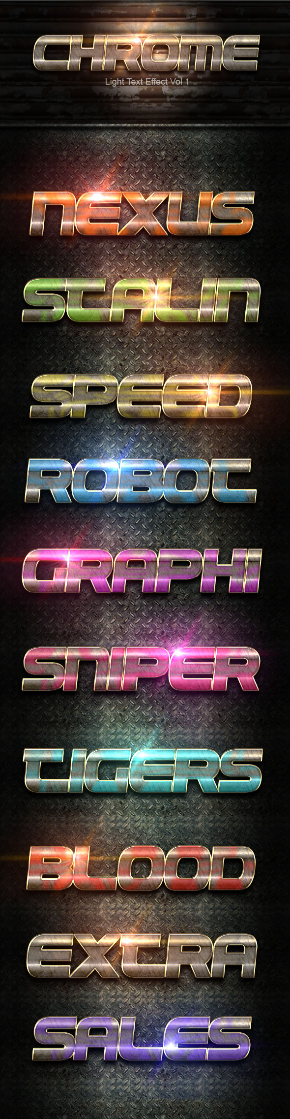 Chrome Light text Effect Vol 1 - Text Effects Styles