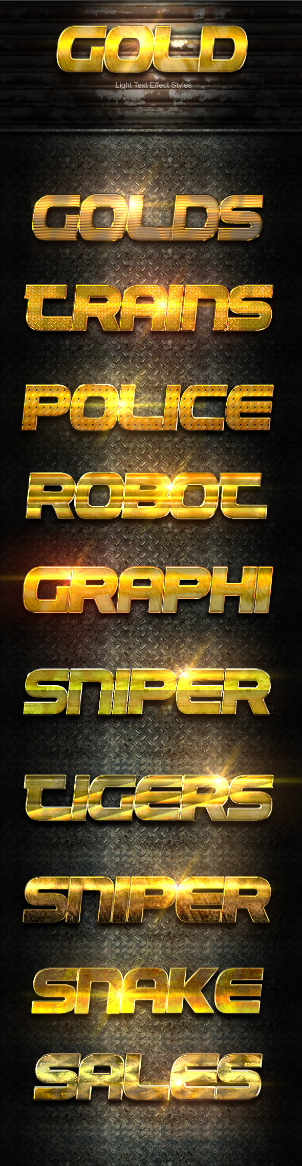Gold Light text Effect - Text Effects Styles