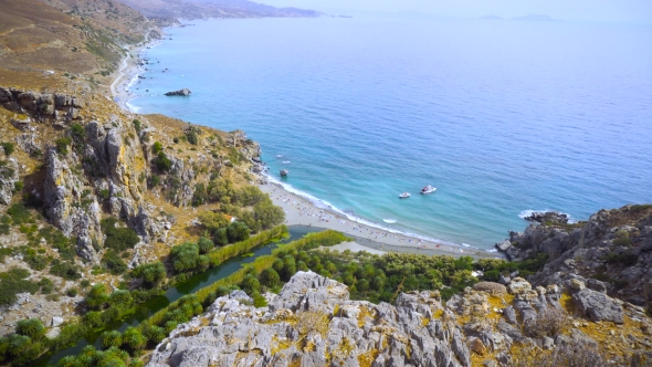 Palm Beach Preveli In Crete Greece