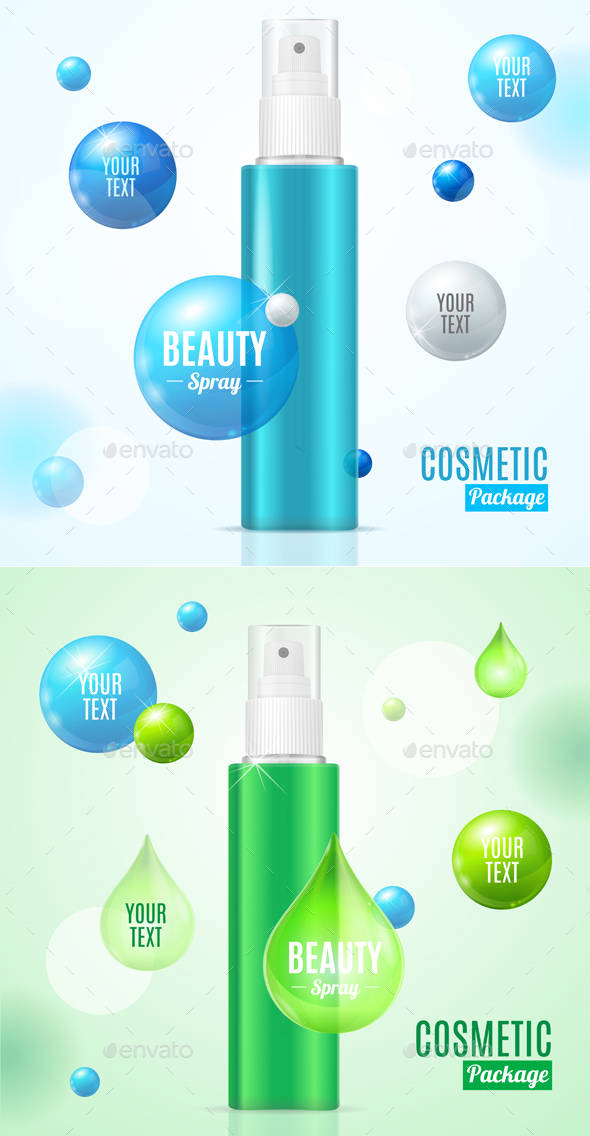 Beauty Spray Can Package Essence Bottle. Vector - Objects Vectors